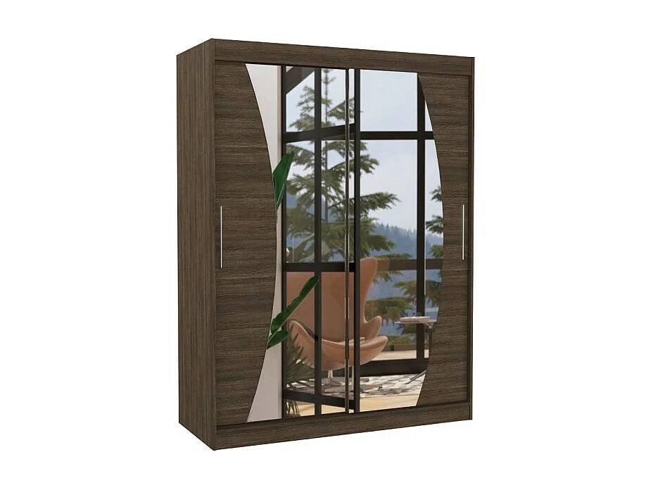 Armadio Moreno (150cm)/ante scorrevoli/specchio/Marrone