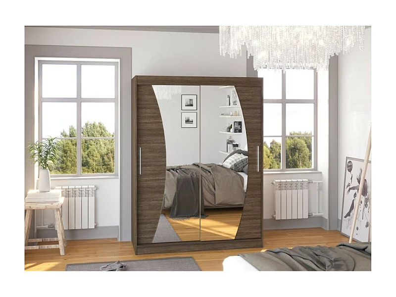 Armoire Moreno (150cm)/portes coulissantes/miroir/Marron