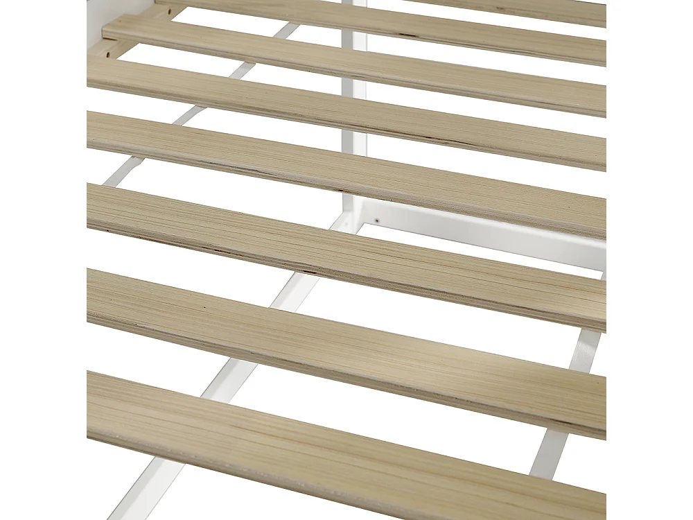 Lit mezzanine 90x200 avec escalier sécurisé barrières de protection 2 fenêtres grises lit enfant avec rangements sous le lit en pin et MDF blanc et gris