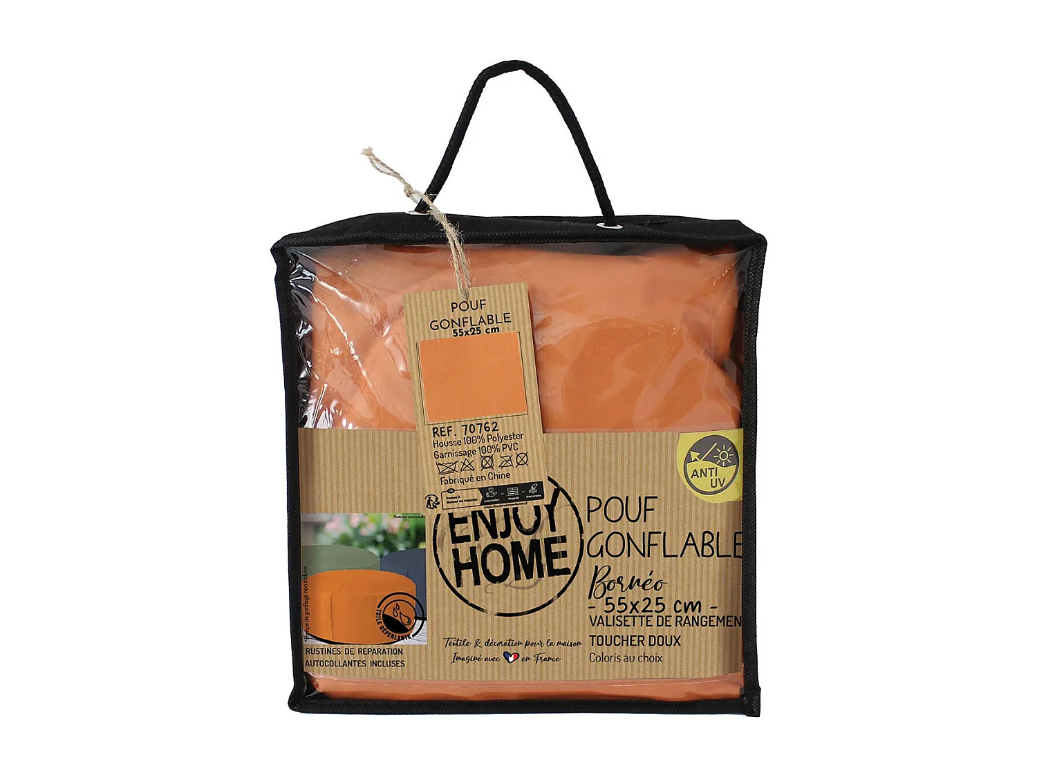 Pouf d'Extérieur Gonflable "Bornéo" 55cm Cognac