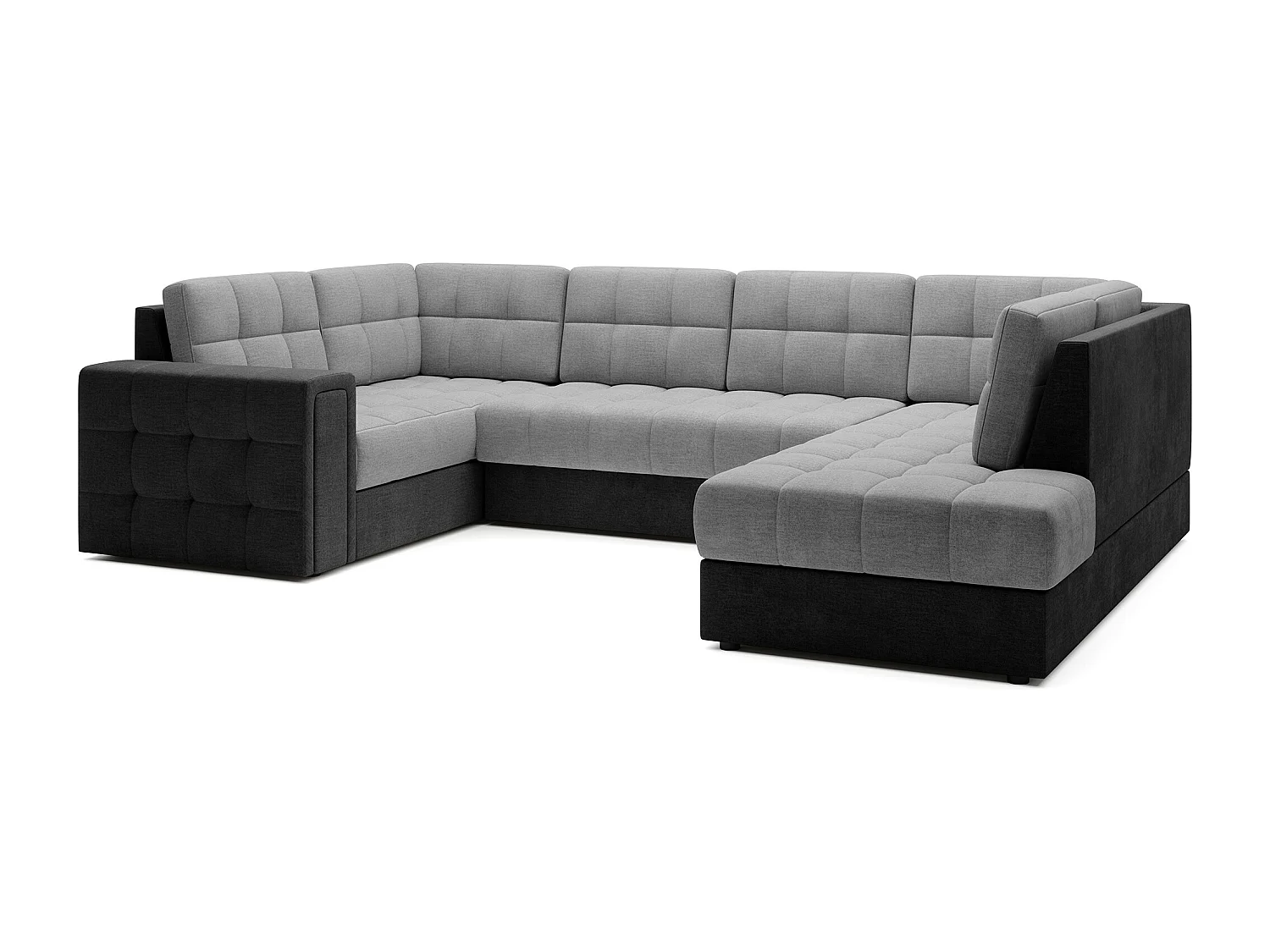 BLOOM panoramische bank in gestoffeerde stof - Opbergruimte en omvormbaar-Kleur -Opslagruimte naar rechts