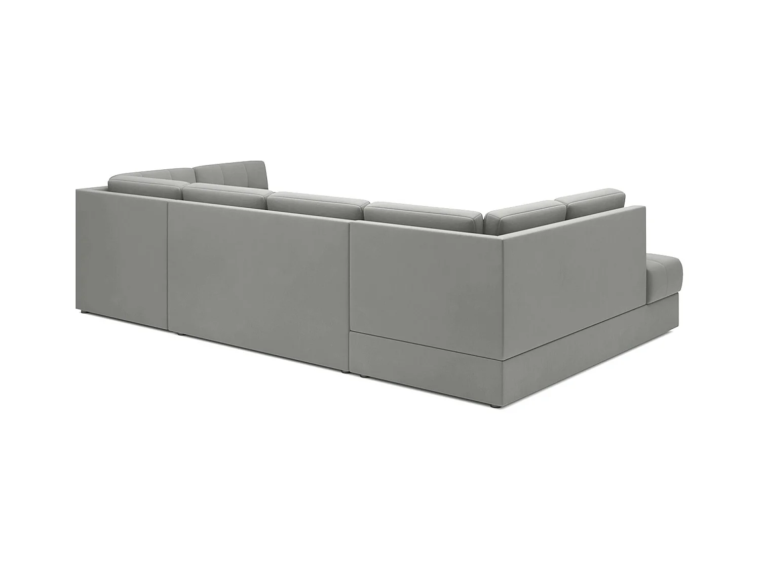 Canapé panoramique BLOOM velours capitonné - Rangement et convertible-Gris souris-Coffre de rangement à gauche