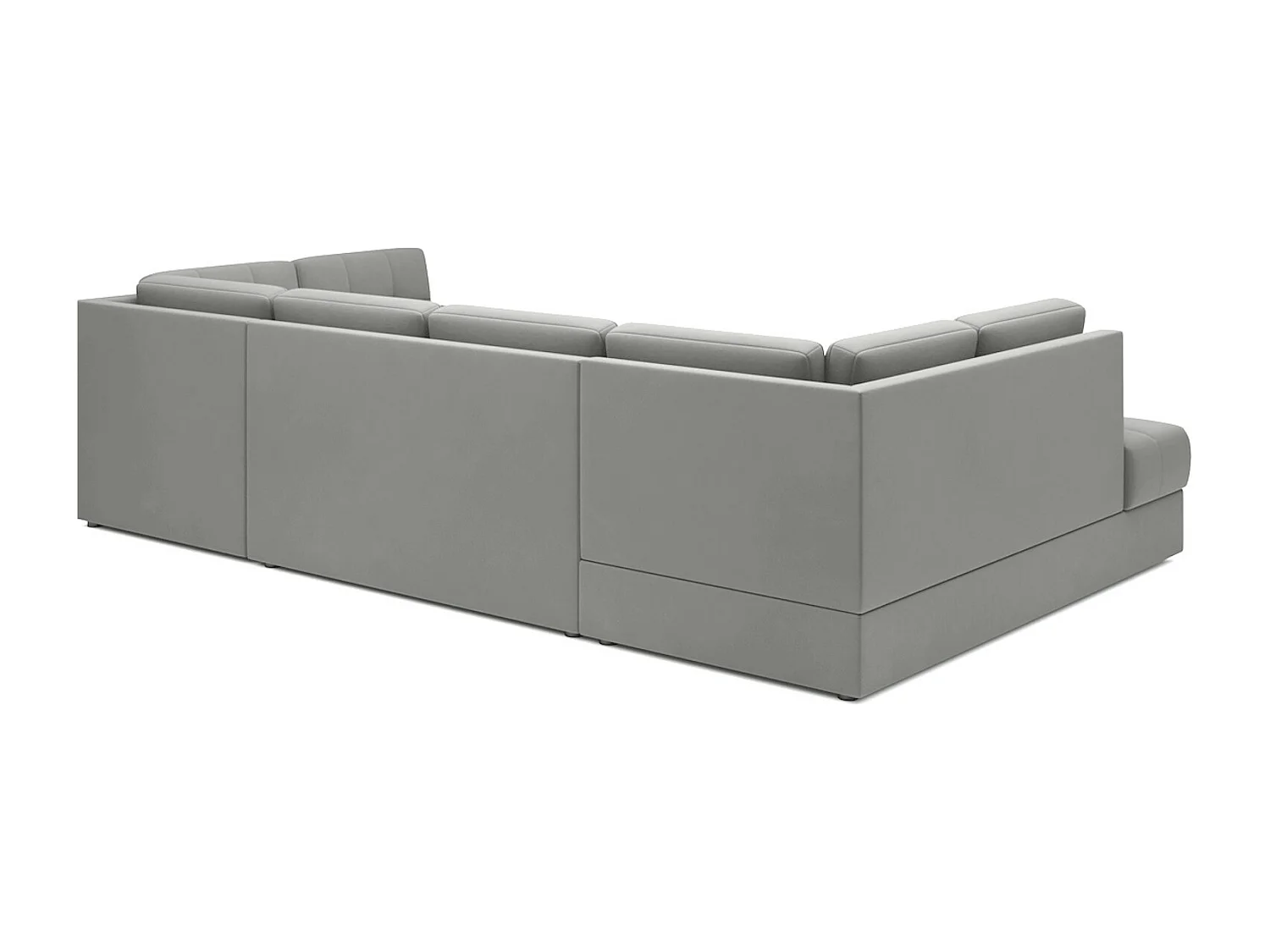 Canapé panoramique BLOOM velours capitonné - Rangement et convertible-Gris souris-Coffre de rangement à gauche