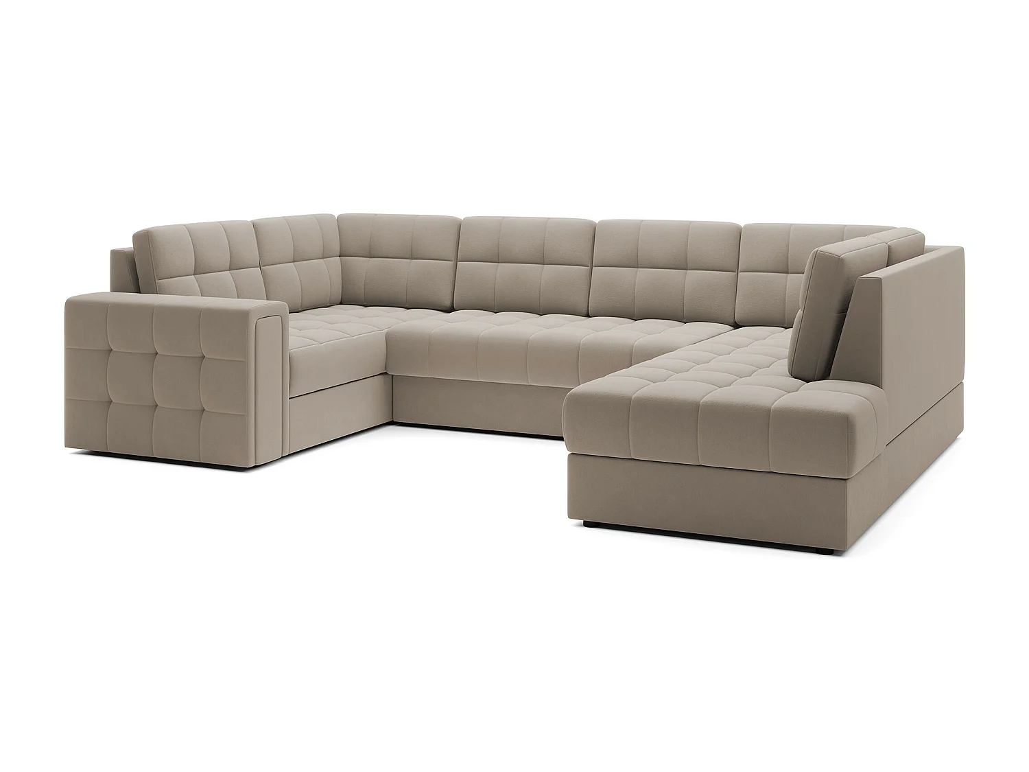 BLOOM panoramische bank in gecapitonneerd fluweel - Opbergruimte en omvormbaar-Kleur Wrat-Opslagruimte naar rechts