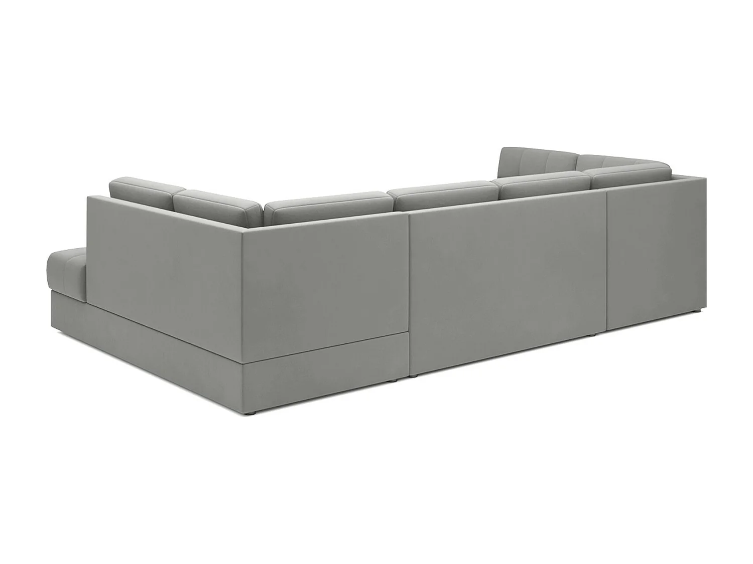 Canapé panoramique BLOOM velours capitonné - Rangement et convertible-Gris souris-Coffre de rangement à droite