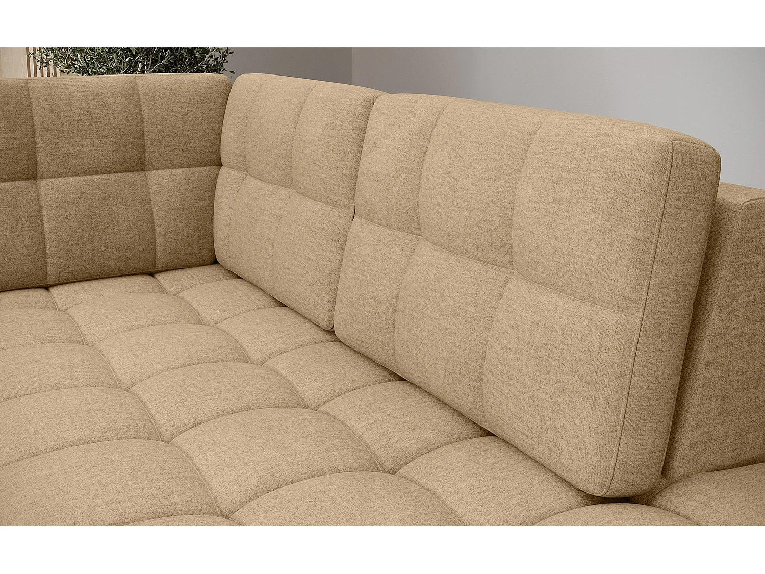 Espace séjour Ariane UR/fonction couchage/coffre-lit/revêtement tissu/Beige