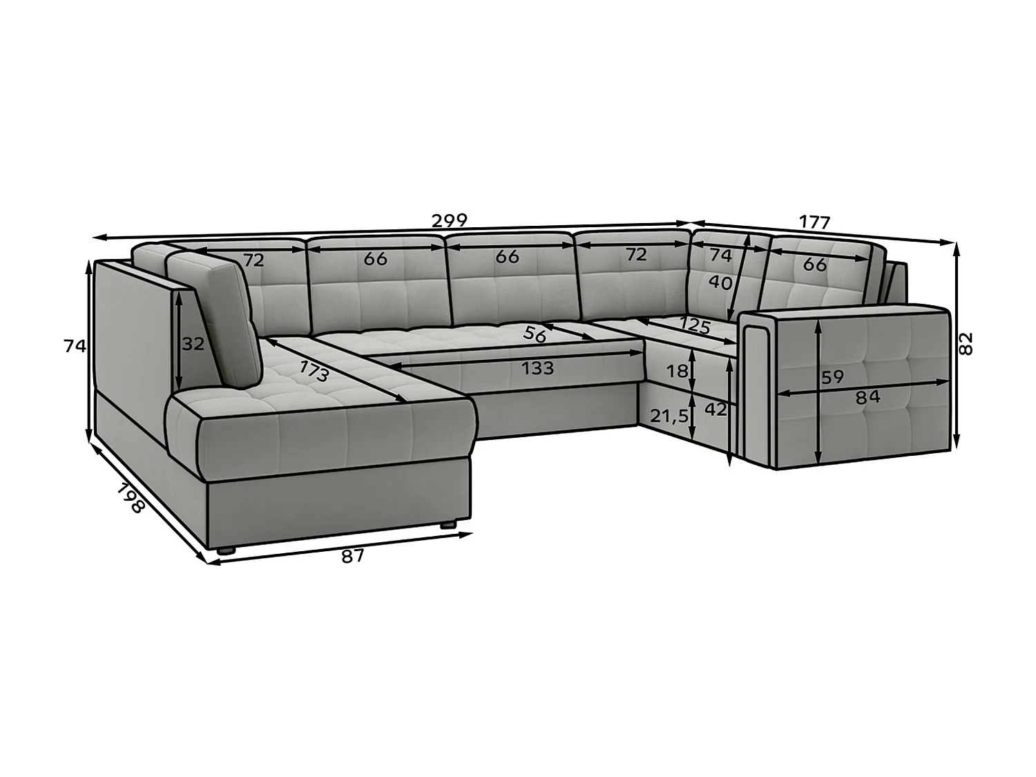 Espace séjour Ariane UR/fonction couchage/coffre-lit/revêtement tissu/Beige