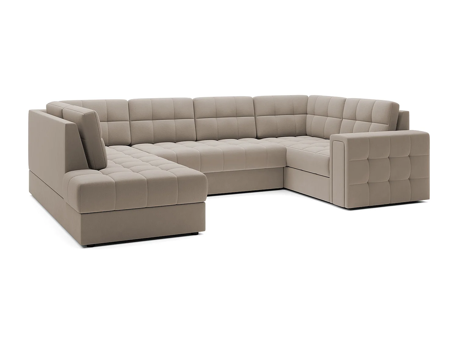 BLOOM panoramische bank in gecapitonneerd fluweel - Opbergruimte en omvormbaar-Kleur Wrat-Opslagruimte naar links