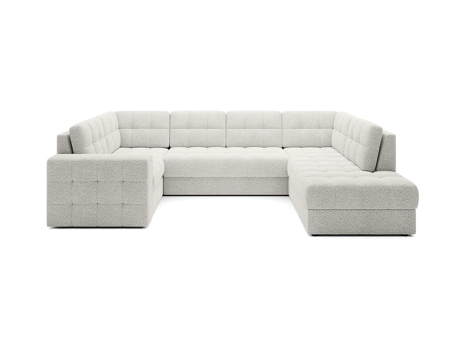 Canapé panoramique BLOOM tissu capitonné - Rangement et convertible-Blanc-Coffre de rangement à droite