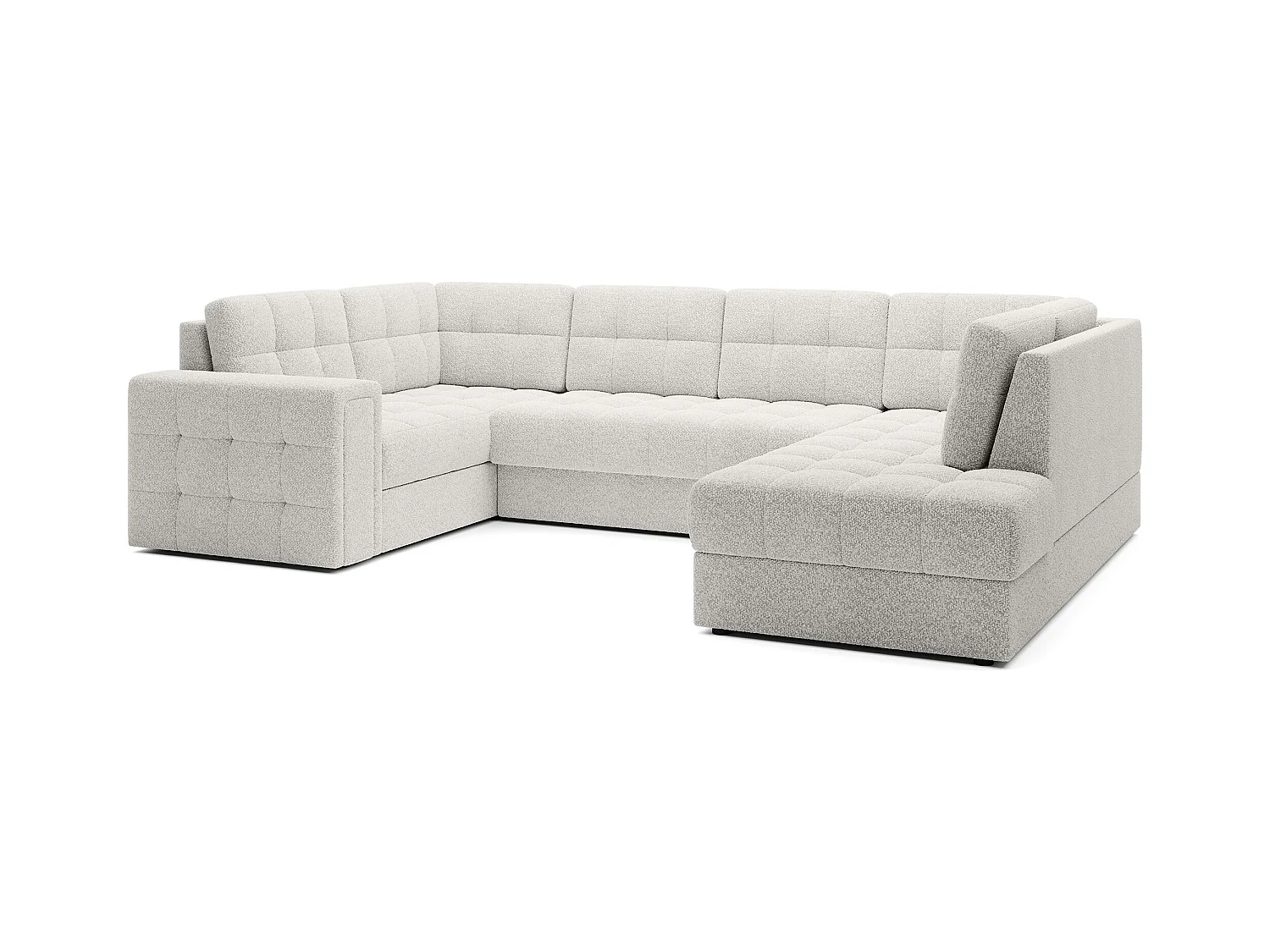 Canapé panoramique BLOOM tissu capitonné - Rangement et convertible-Blanc-Coffre de rangement à droite