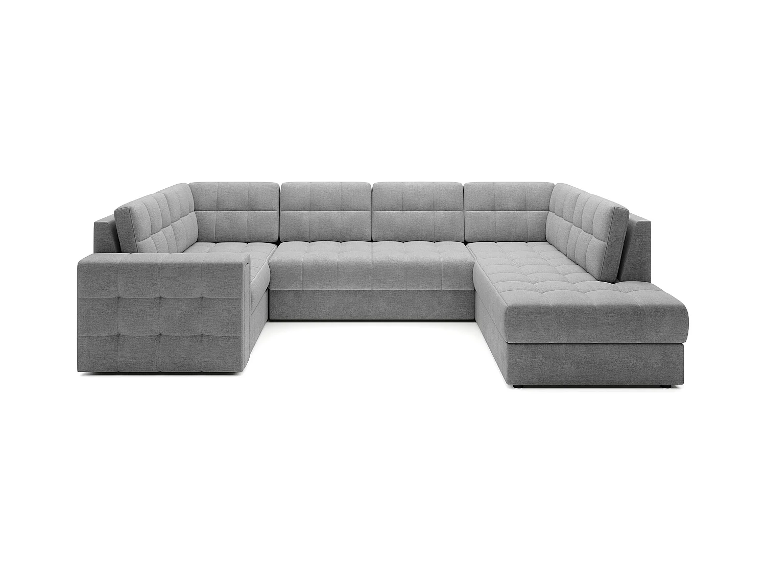 Canapé panoramique BLOOM tissu capitonné - Rangement et convertible-Blanc-Coffre de rangement à droite