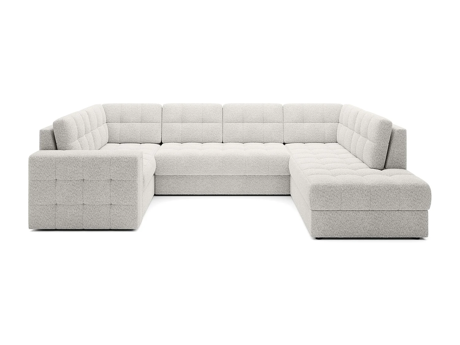 BLOOM panoramische bank in gestoffeerde stof - Opbergruimte en omvormbaar-Kleur Wit-Opslagruimte naar rechts