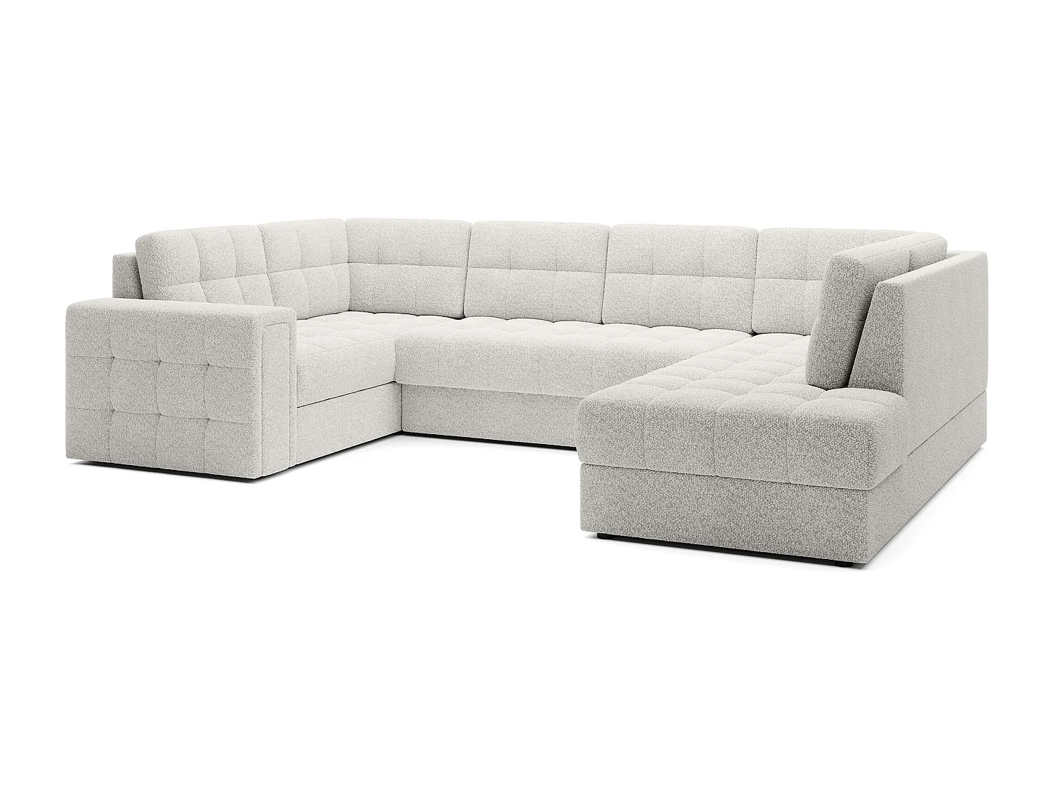 BLOOM panoramische bank in gestoffeerde stof - Opbergruimte en omvormbaar-Kleur Wit-Opslagruimte naar rechts