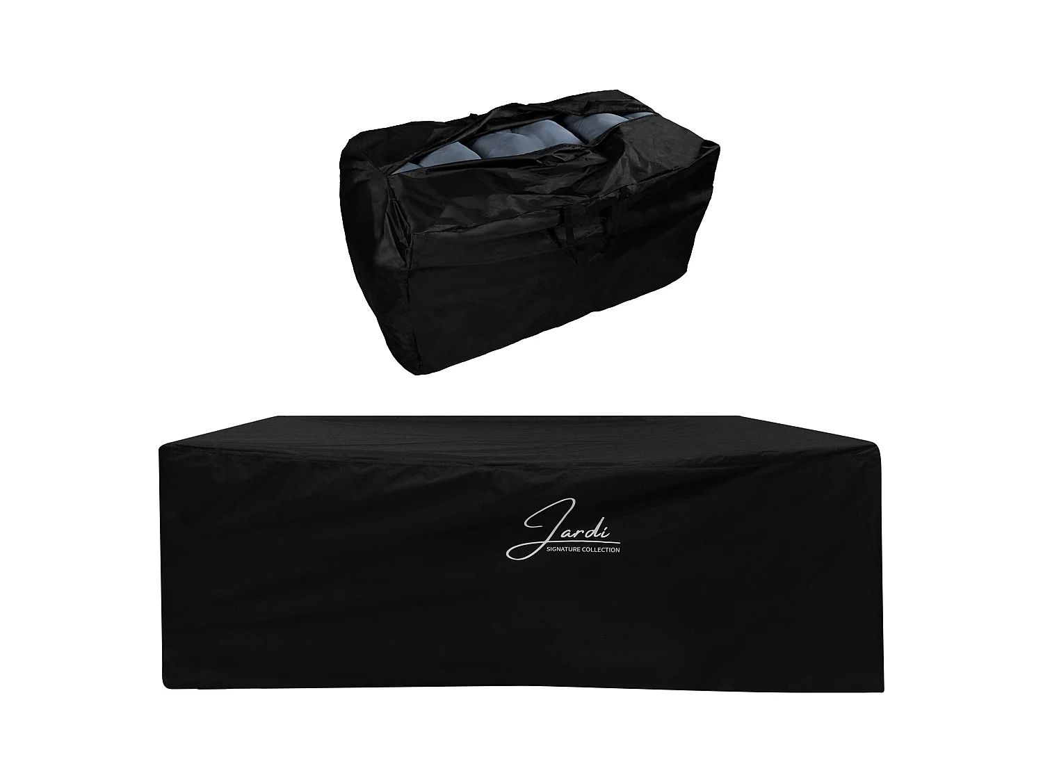 Salon de Jardin 4 Pièces en Aluminium Blanc 5 Places & Coffre de Rangement 582 L en Rotin Imperméable [Housse de Pluie INCLUS]