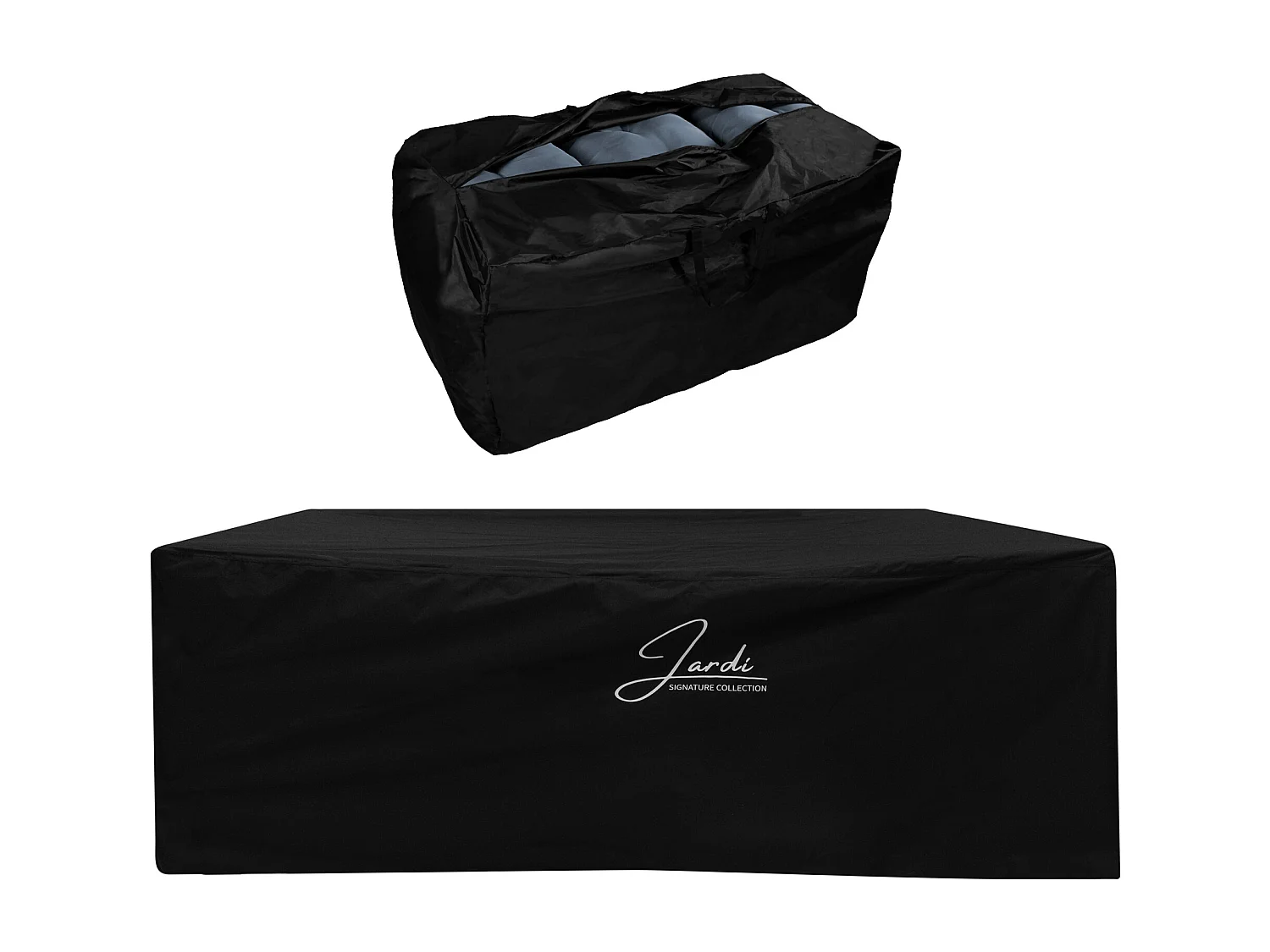 Gartenmöbel Set 4-teilig Holzeffekt mit Rattan Aufbewahrungsbox Schwarz