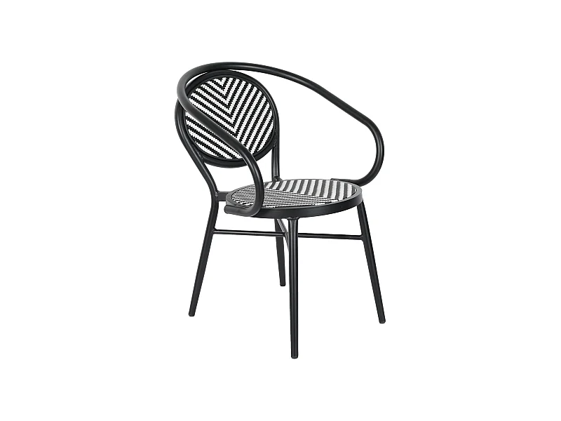 Chaise de terrasse style bistrot parisien en aluminium et rotin noir