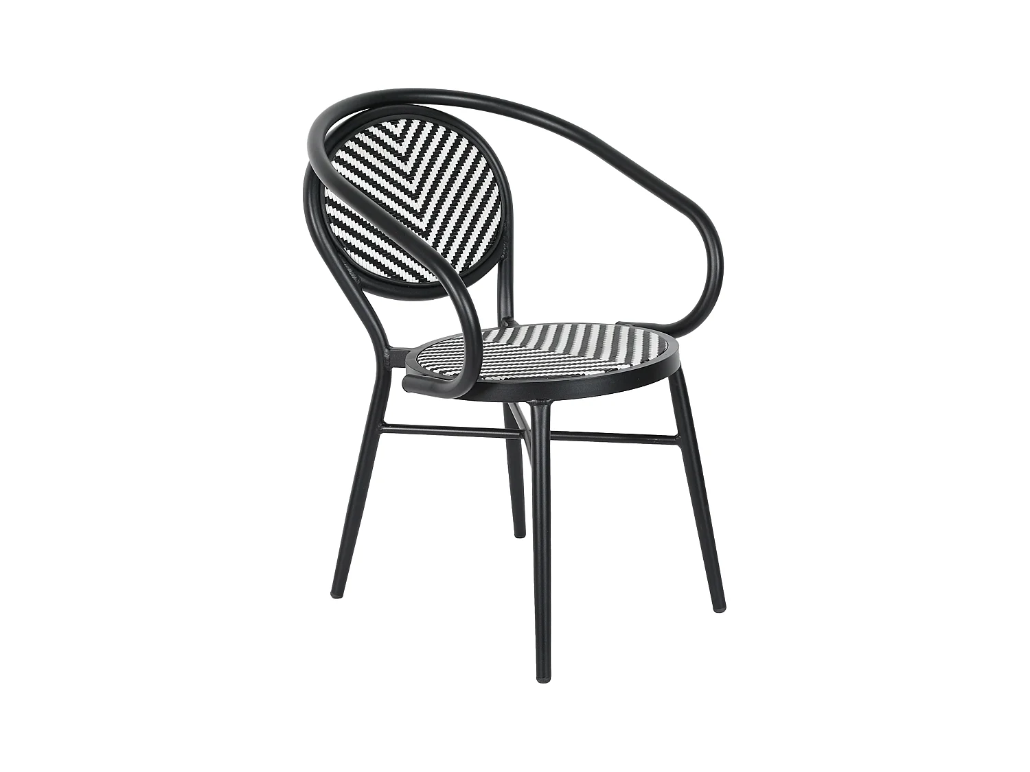 Chaise de terrasse style bistrot parisien en aluminium et rotin noir