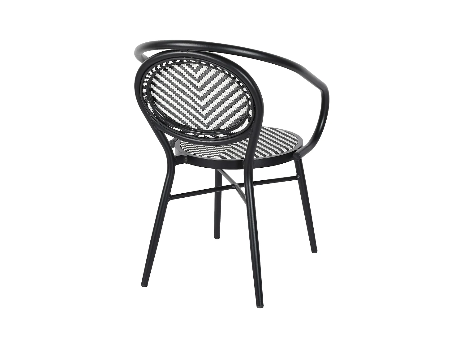 Chaise de terrasse style bistrot parisien en aluminium et rotin noir