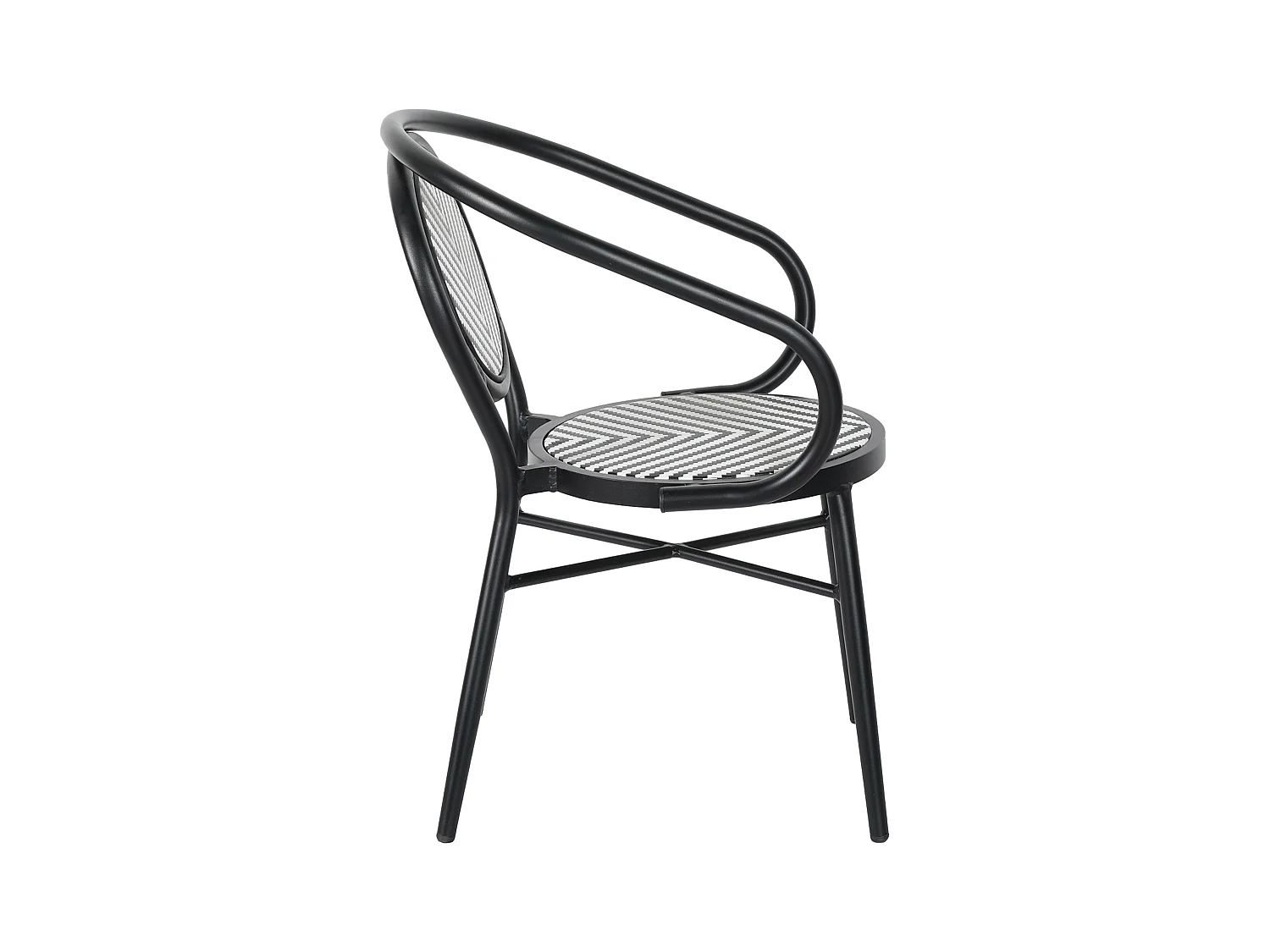 Chaise de terrasse style bistrot parisien en aluminium et rotin noir