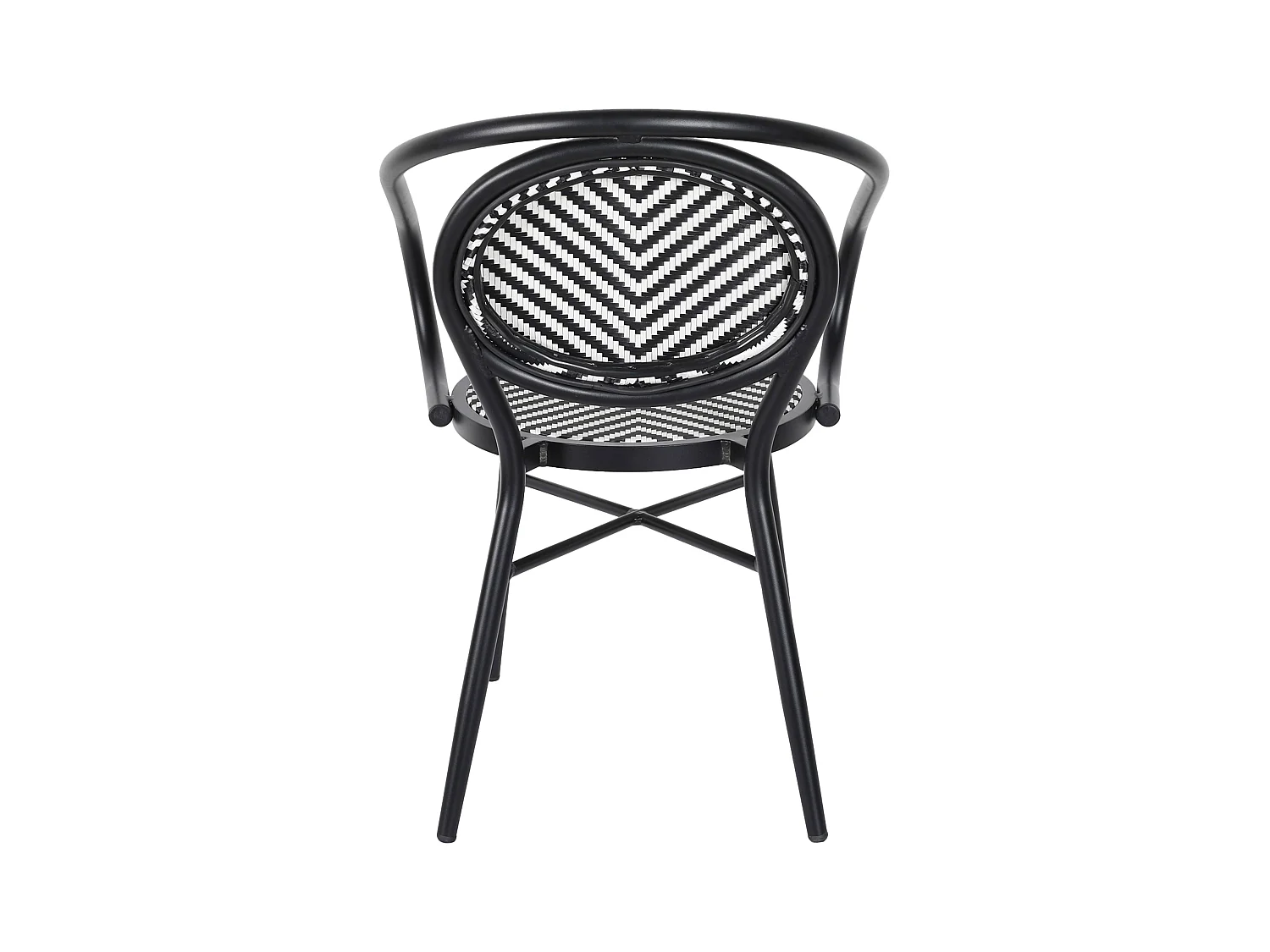 Chaise de terrasse style bistrot parisien en aluminium et rotin noir