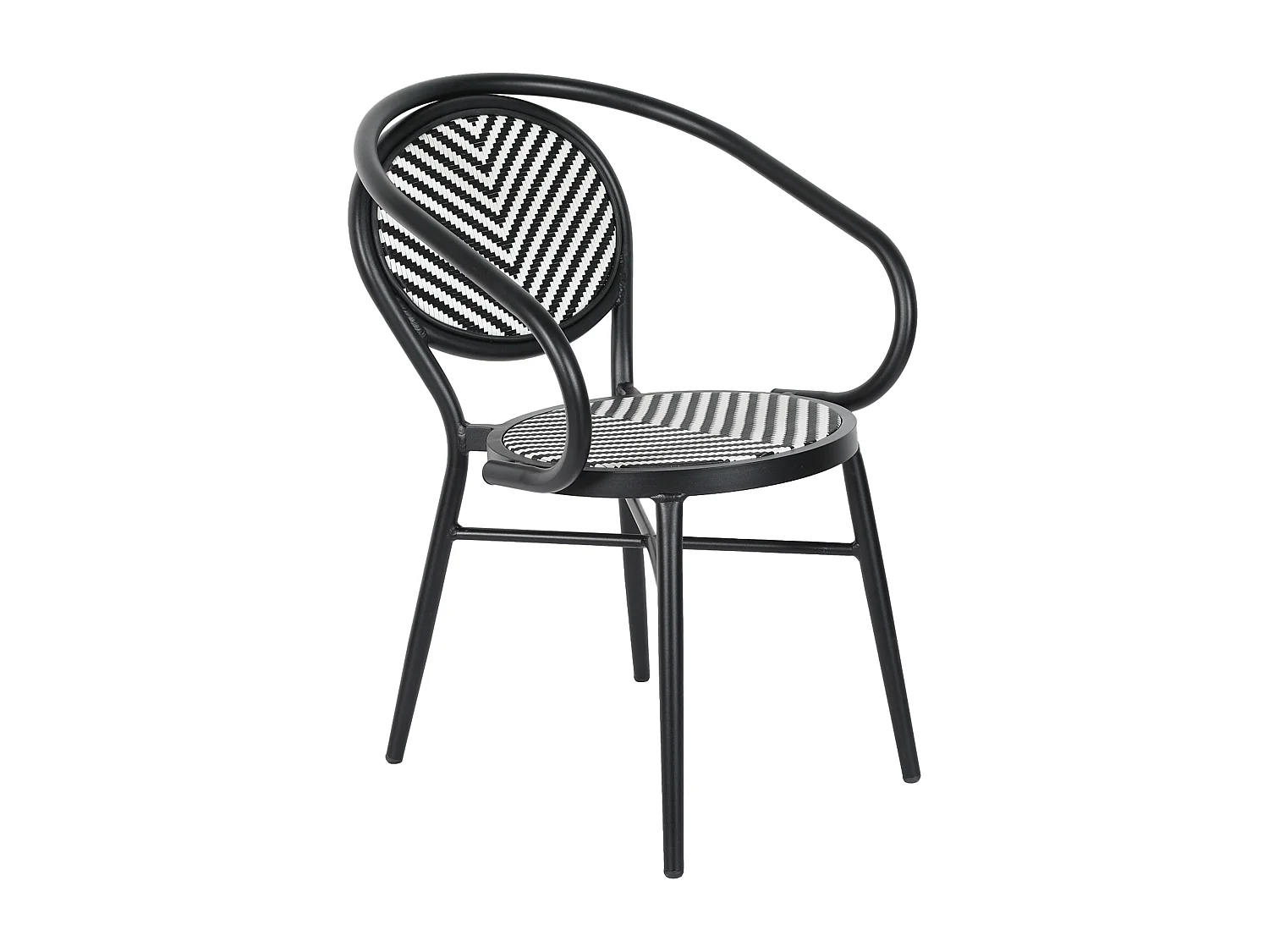 Chaise de terrasse style bistrot parisien en aluminium et rotin noir