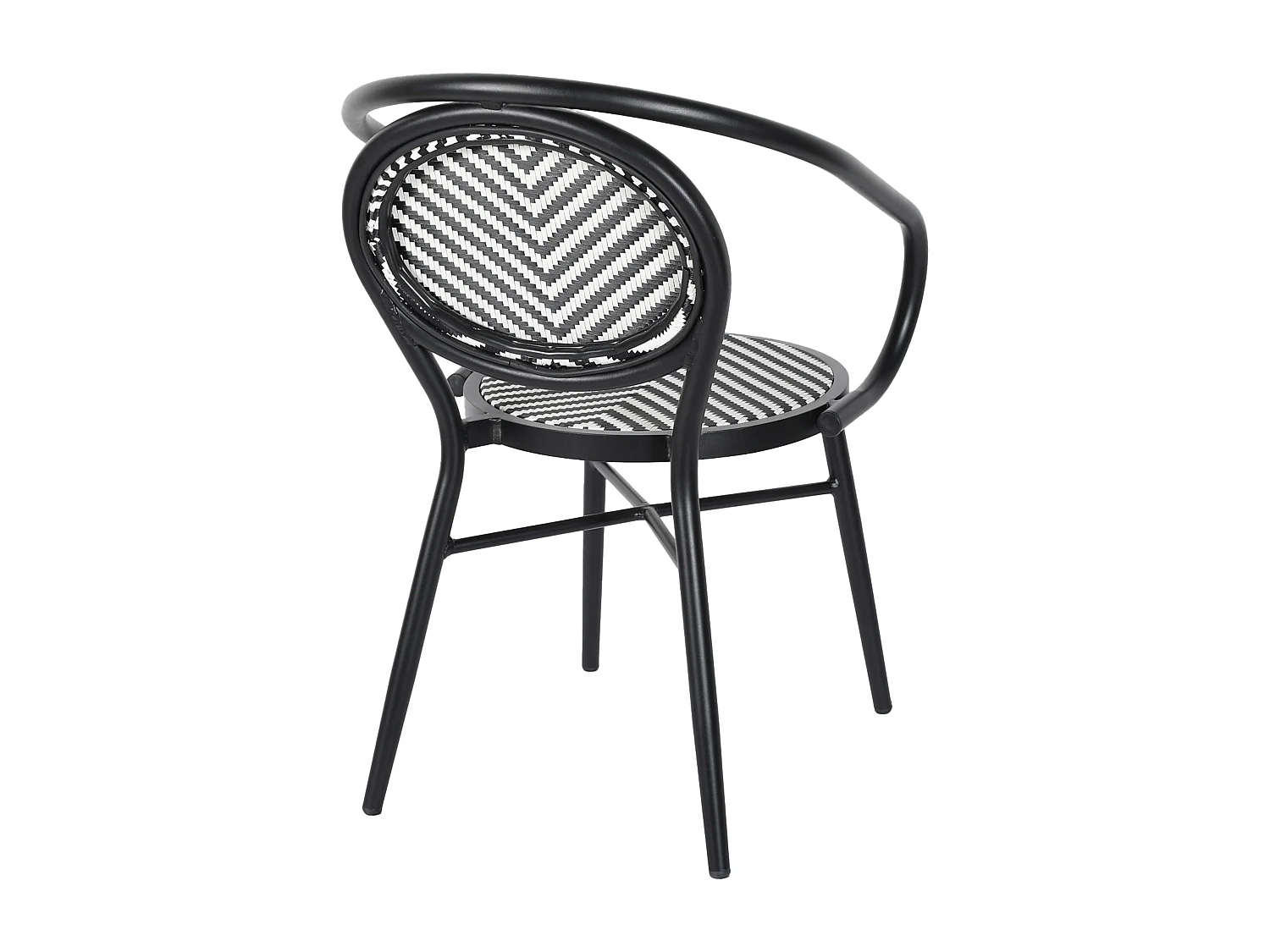 Chaise de terrasse style bistrot parisien en aluminium et rotin noir