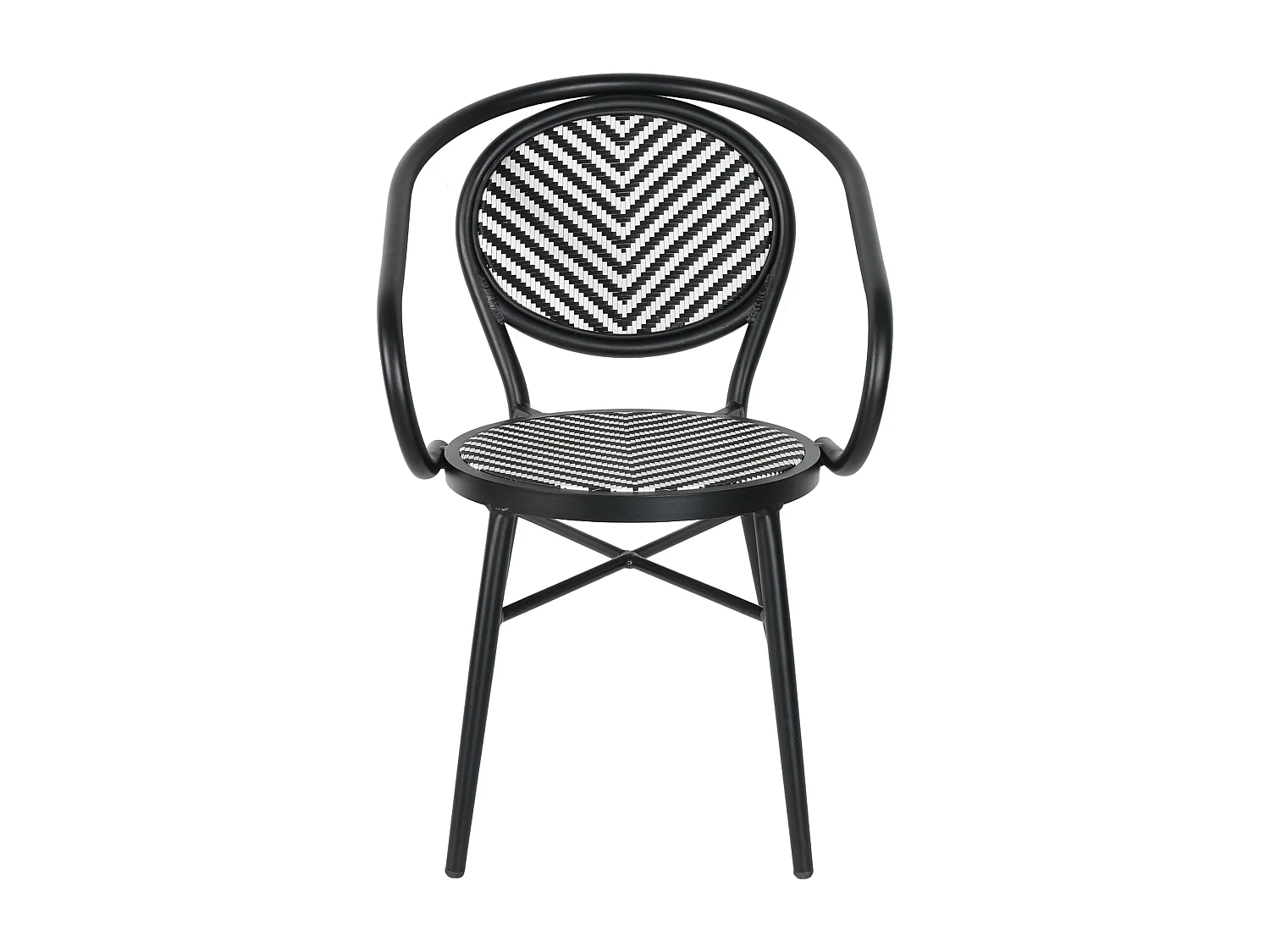 Chaise de terrasse style bistrot parisien en aluminium et rotin noir