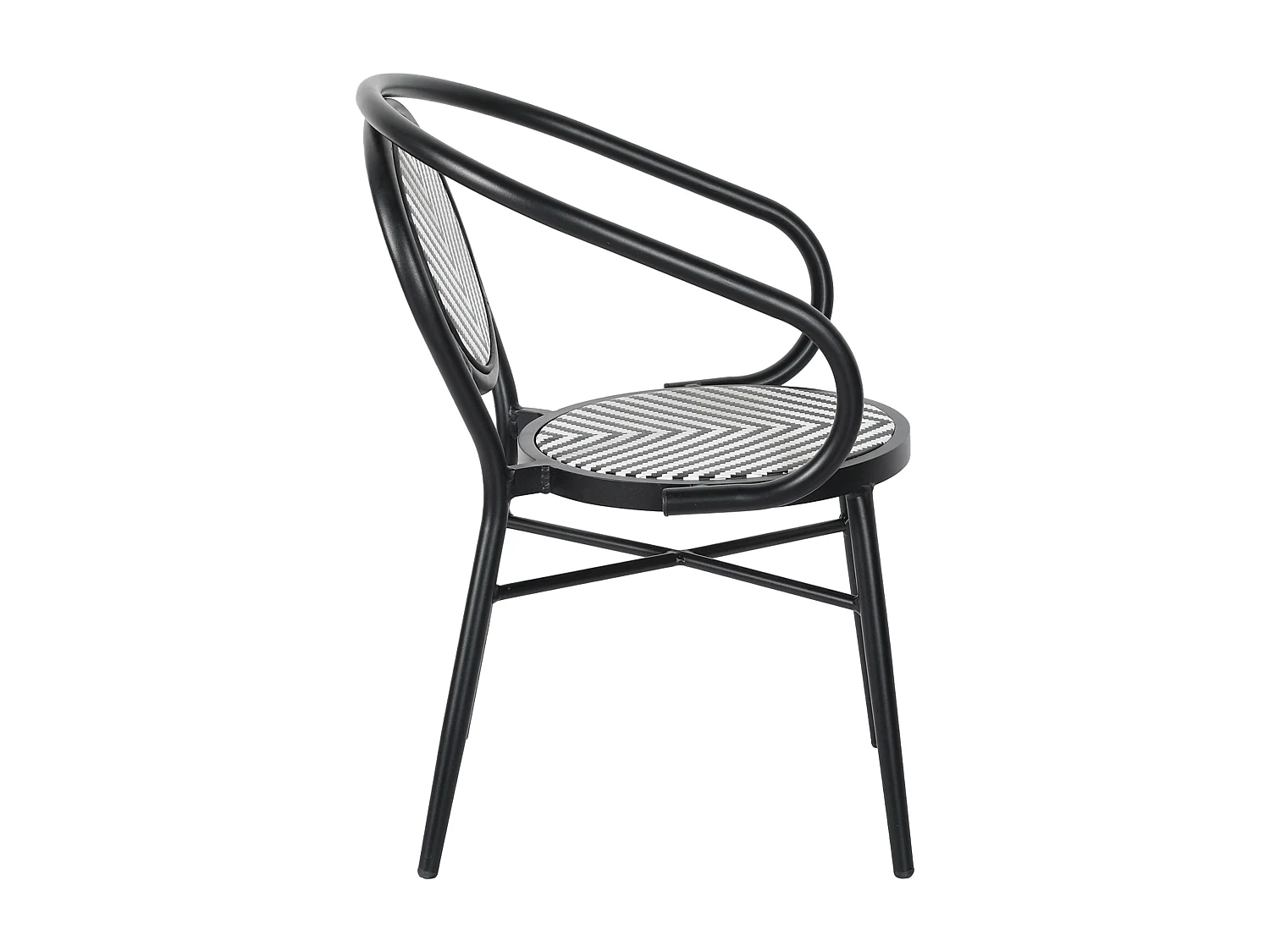 Chaise de terrasse style bistrot parisien en aluminium et rotin noir
