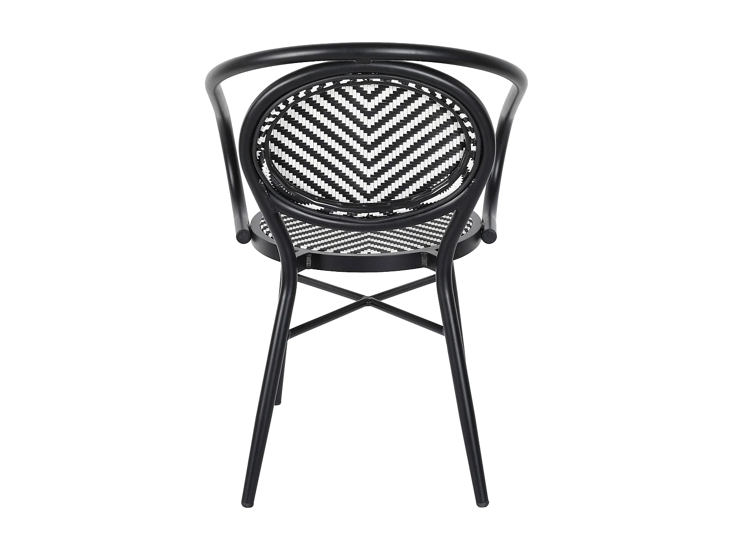 Chaise de terrasse style bistrot parisien en aluminium et rotin noir