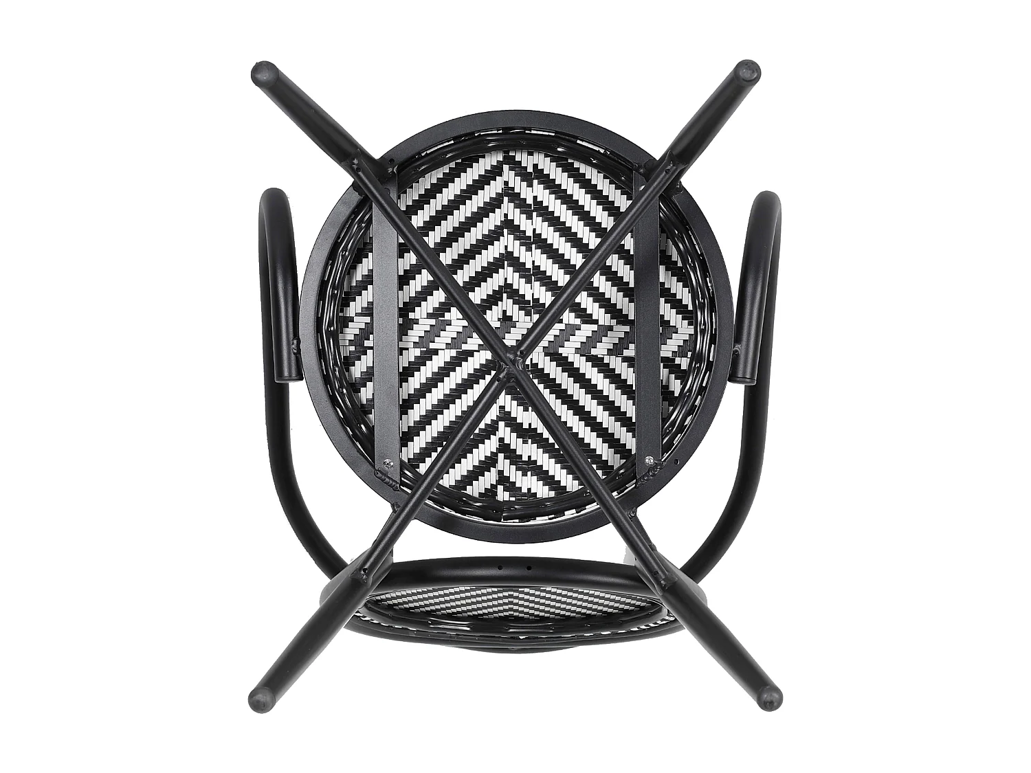 Chaise de terrasse style bistrot parisien en aluminium et rotin noir