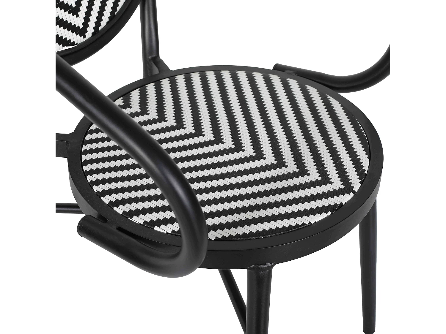 Chaise de terrasse style bistrot parisien en aluminium et rotin noir