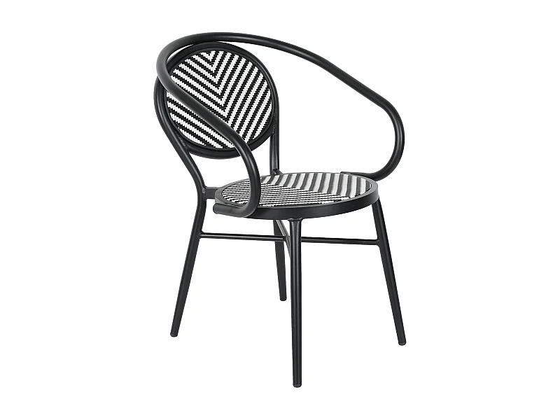 Chaise de terrasse style bistrot parisien en aluminium et rotin noir