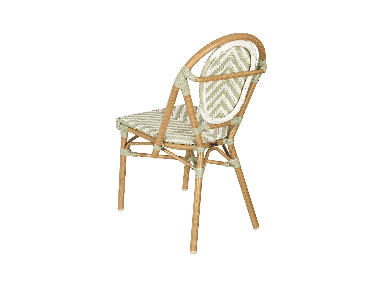 Chaise de terrasse style bistrot parisien en aluminium et rotin vert