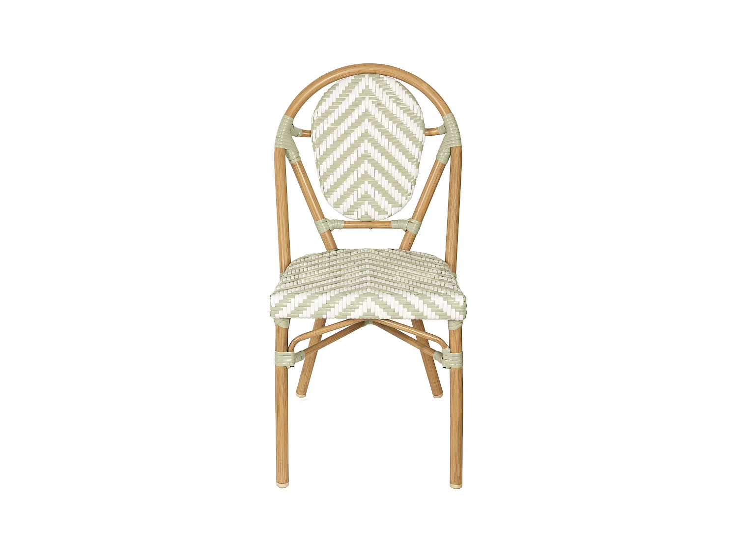 Chaise de terrasse style bistrot parisien en aluminium et rotin vert