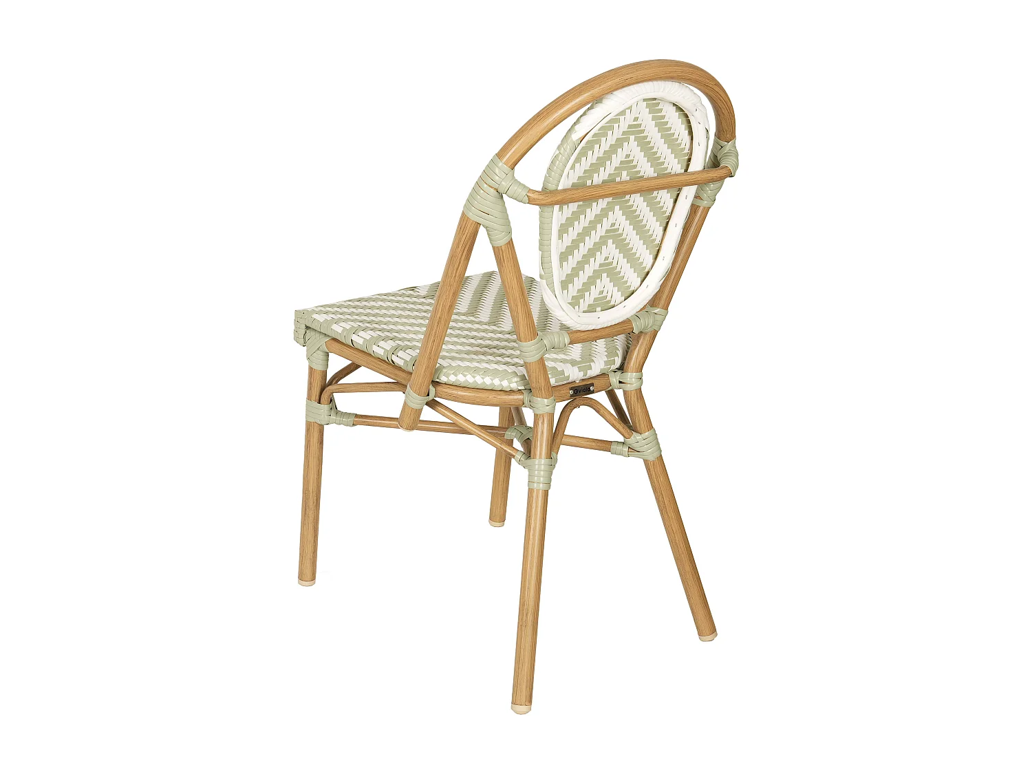 Chaise de terrasse style bistrot parisien en aluminium et rotin vert