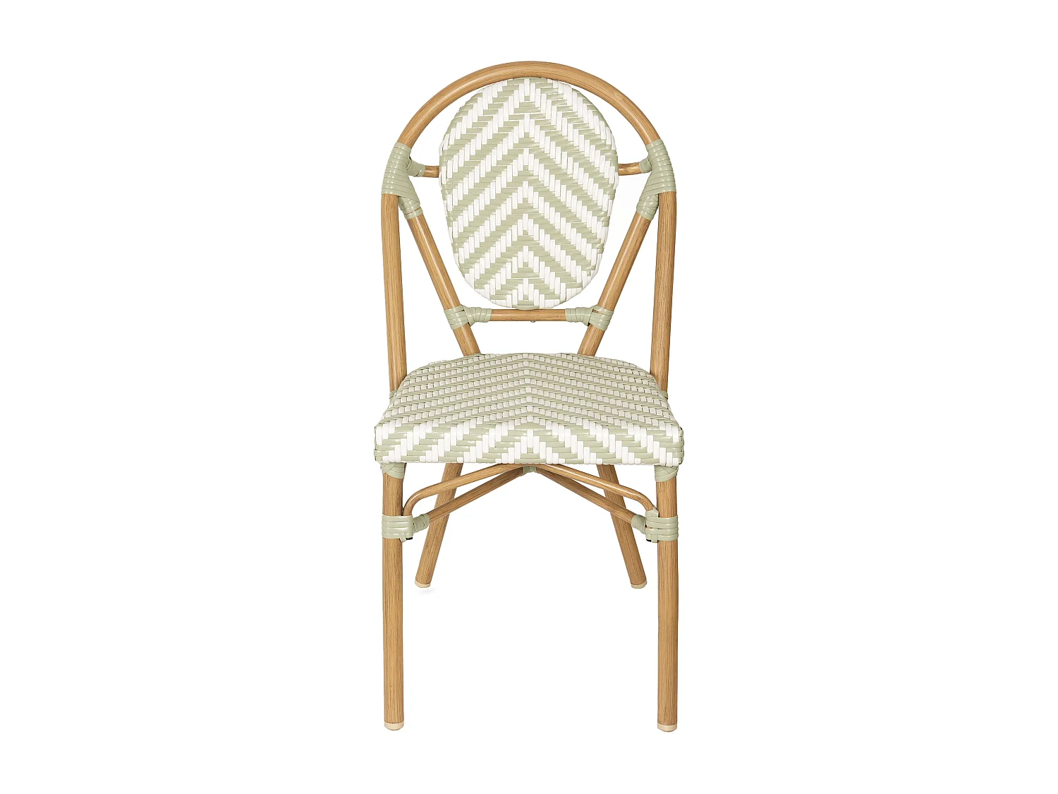 Chaise de terrasse style bistrot parisien en aluminium et rotin vert