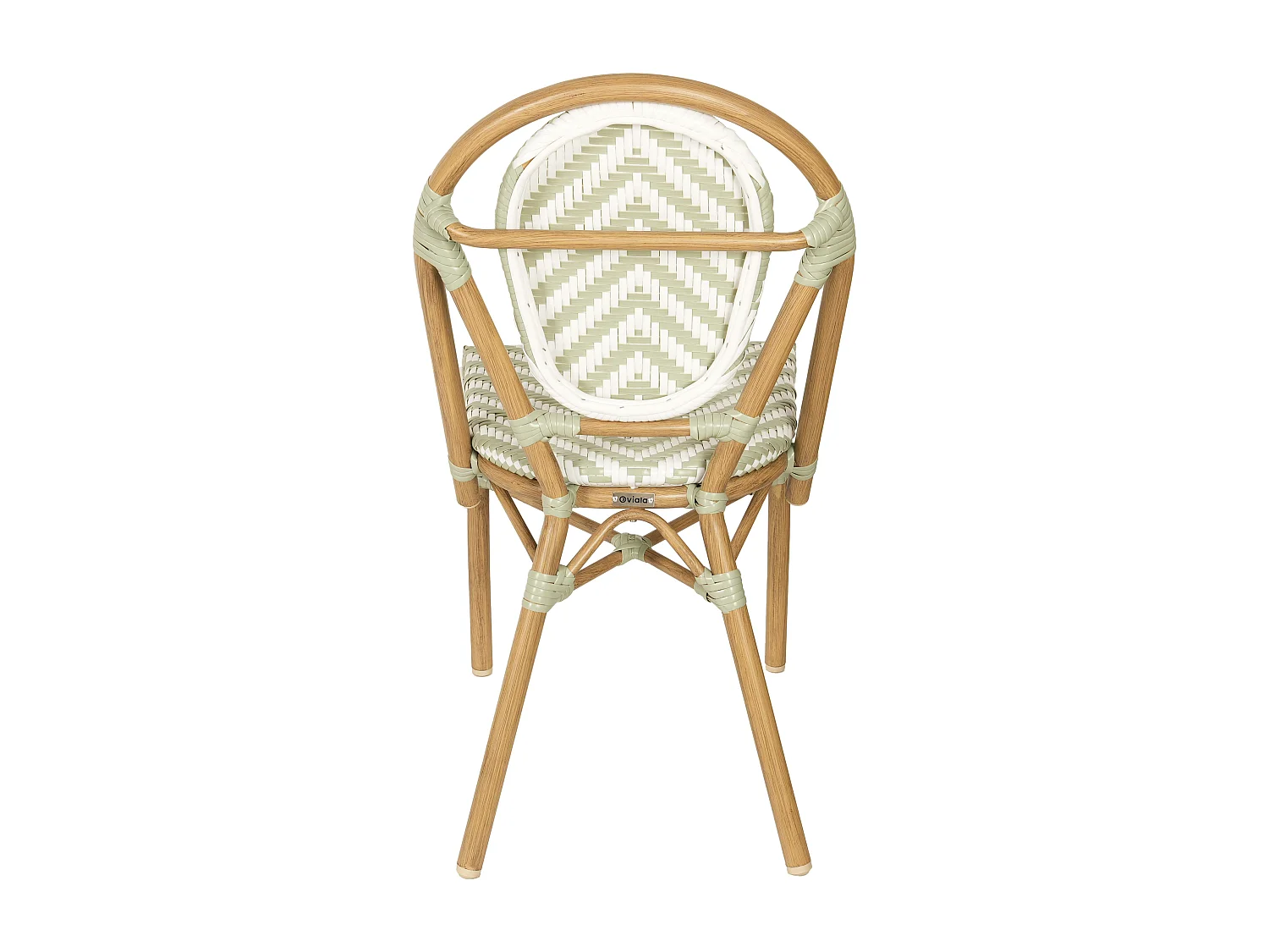 Chaise de terrasse style bistrot parisien en aluminium et rotin vert