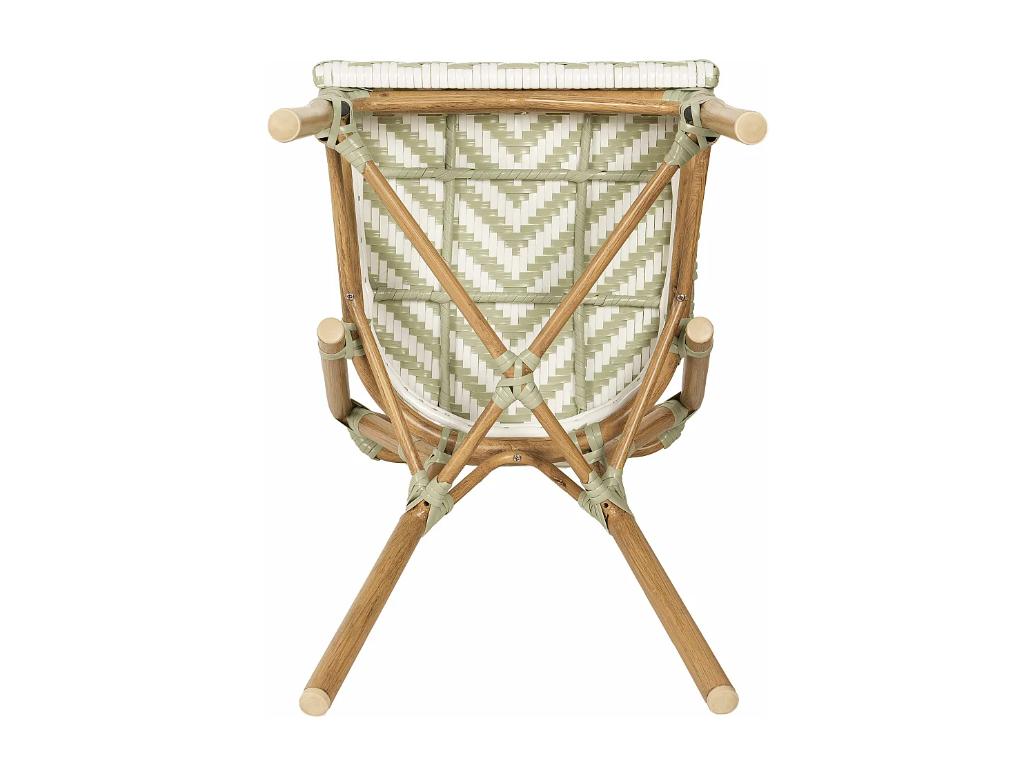 Chaise de terrasse style bistrot parisien en aluminium et rotin vert