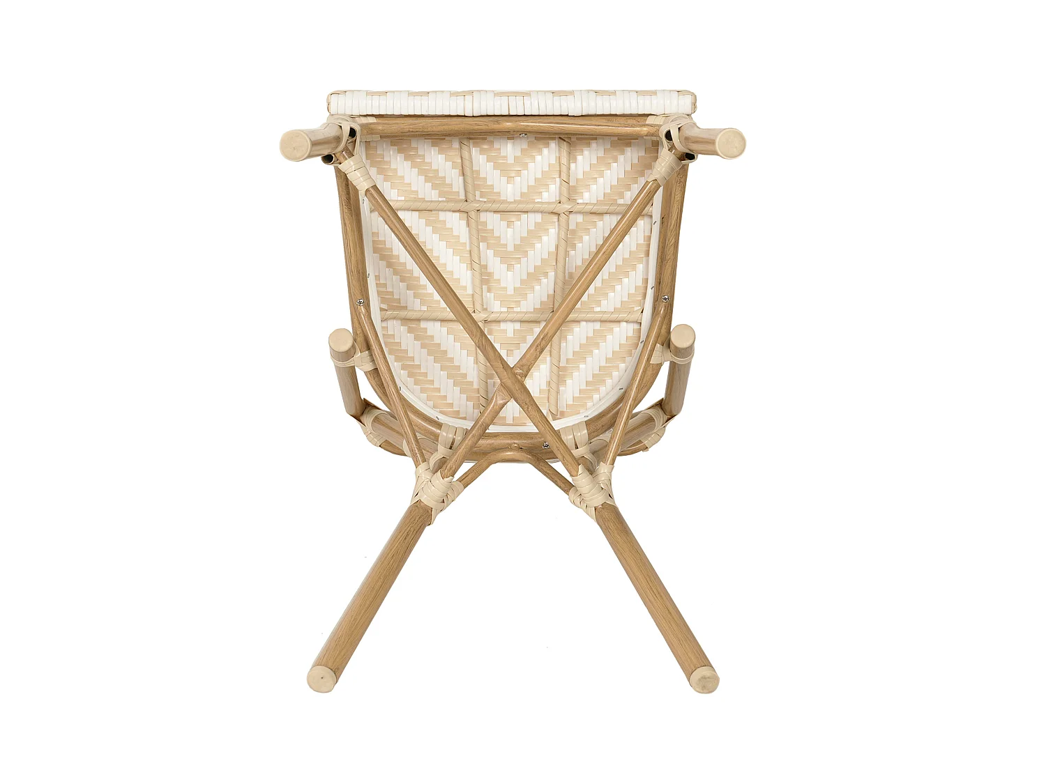 Chaise de terrasse style bistrot parisien en aluminium et rotin beige