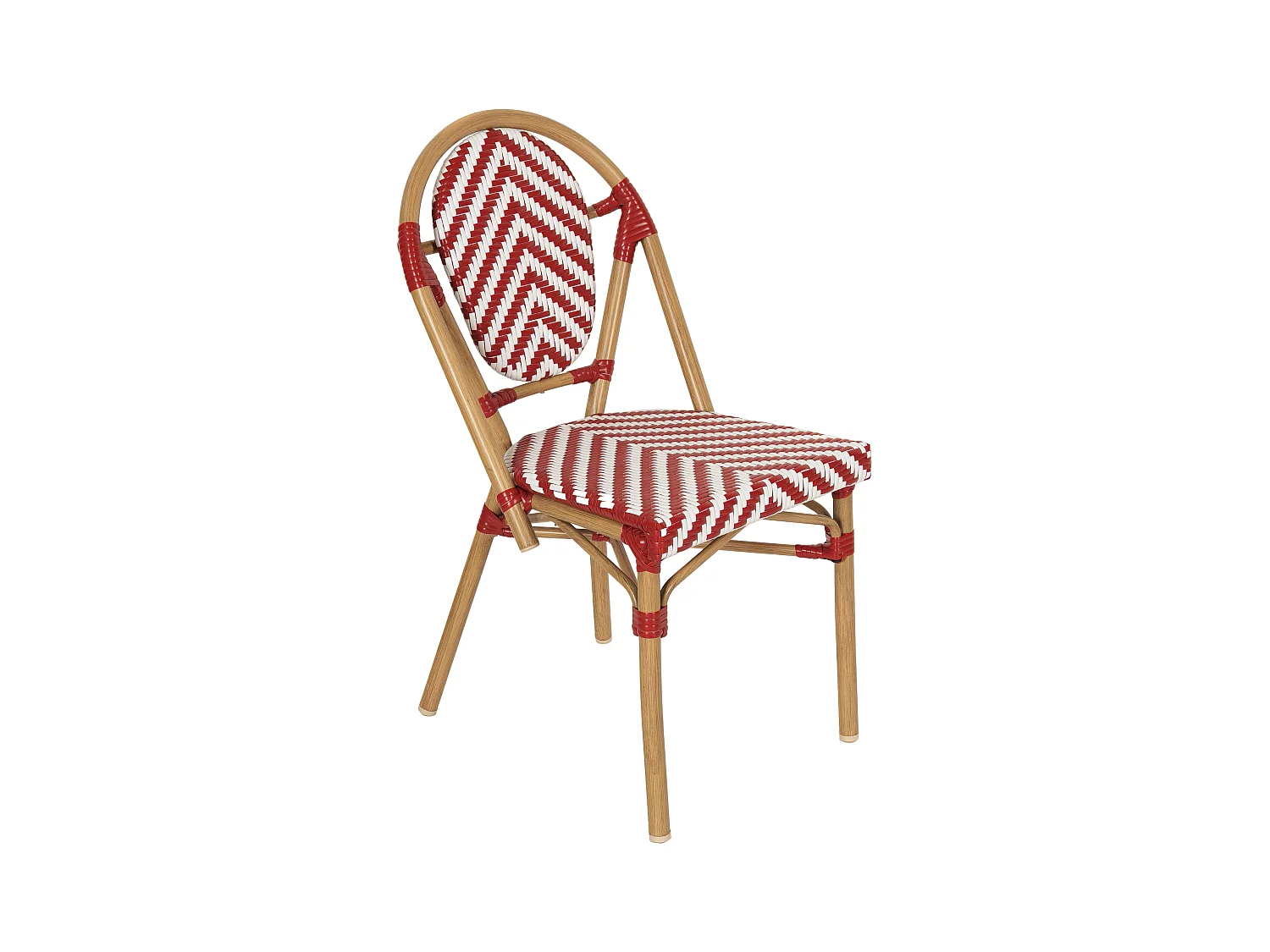 Chaise de terrasse style bistrot parisien en aluminium et rotin rouge