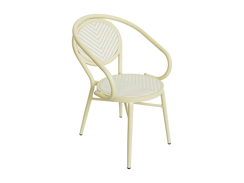Chaise de terrasse style bistrot parisien en aluminium et rotin beige