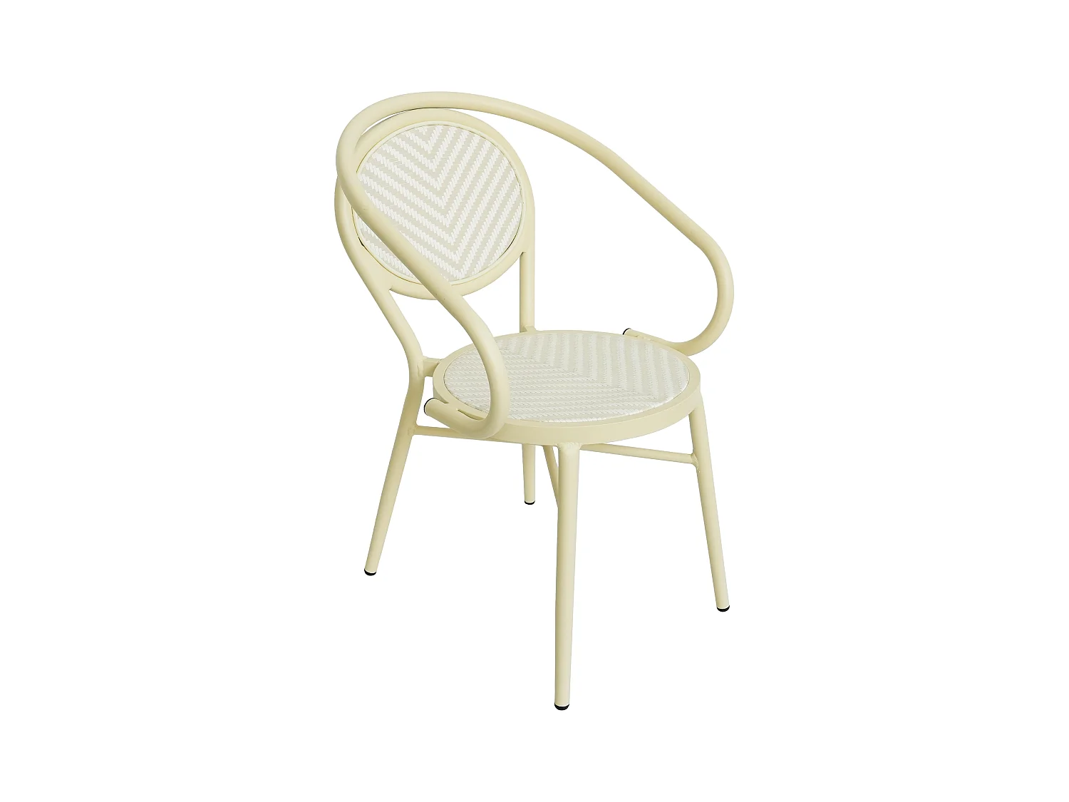 Chaise de terrasse style bistrot parisien en aluminium et rotin beige