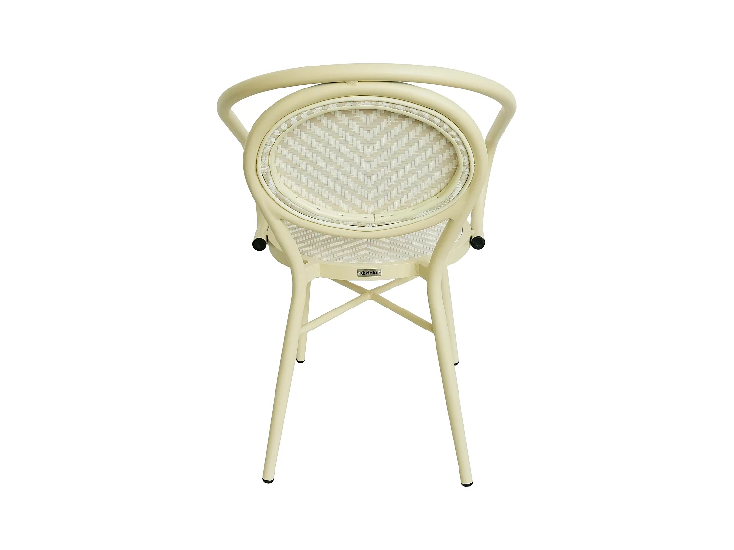 Chaise de terrasse style bistrot parisien en aluminium et rotin beige