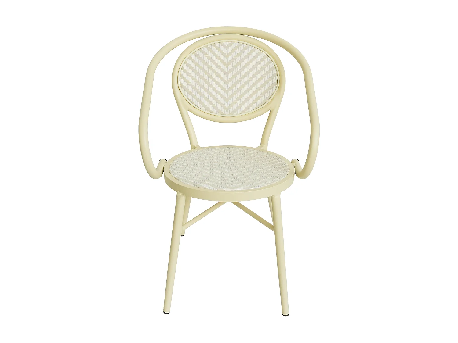 Chaise de terrasse style bistrot parisien en aluminium et rotin beige