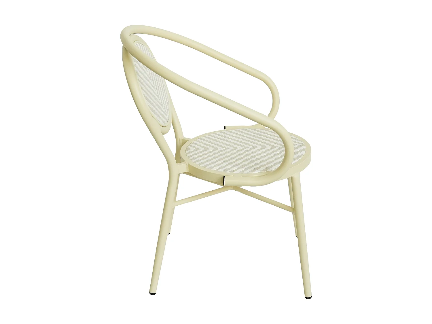 Chaise de terrasse style bistrot parisien en aluminium et rotin beige