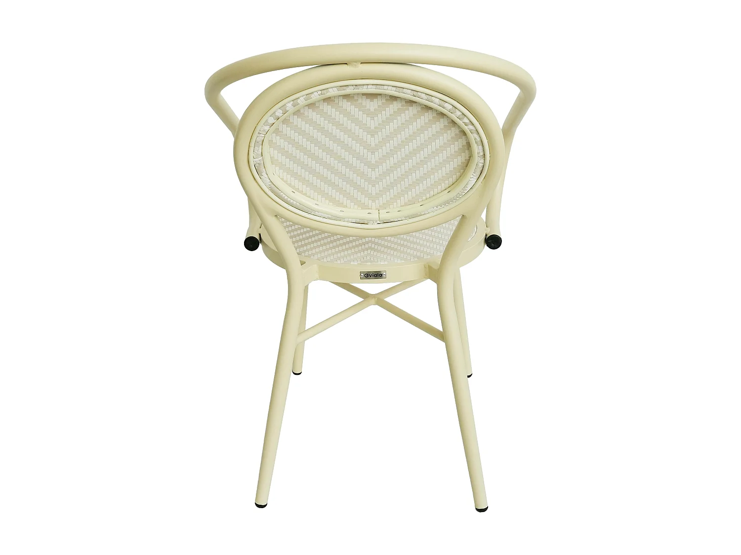 Chaise de terrasse style bistrot parisien en aluminium et rotin beige