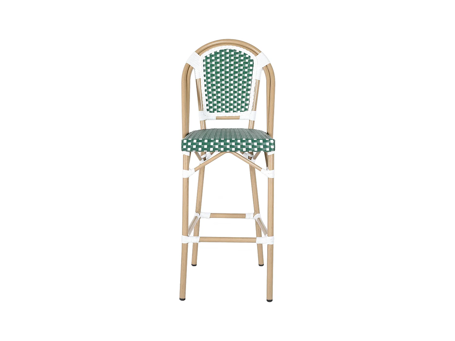 Chaise haute de jardin en alumunium et rotin synthétique blanc et vert