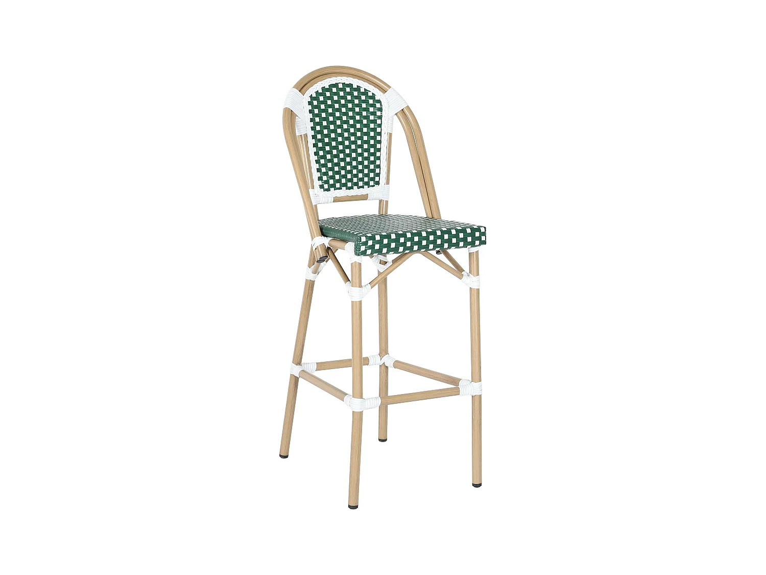 Chaise haute de jardin en alumunium et rotin synthétique blanc et vert