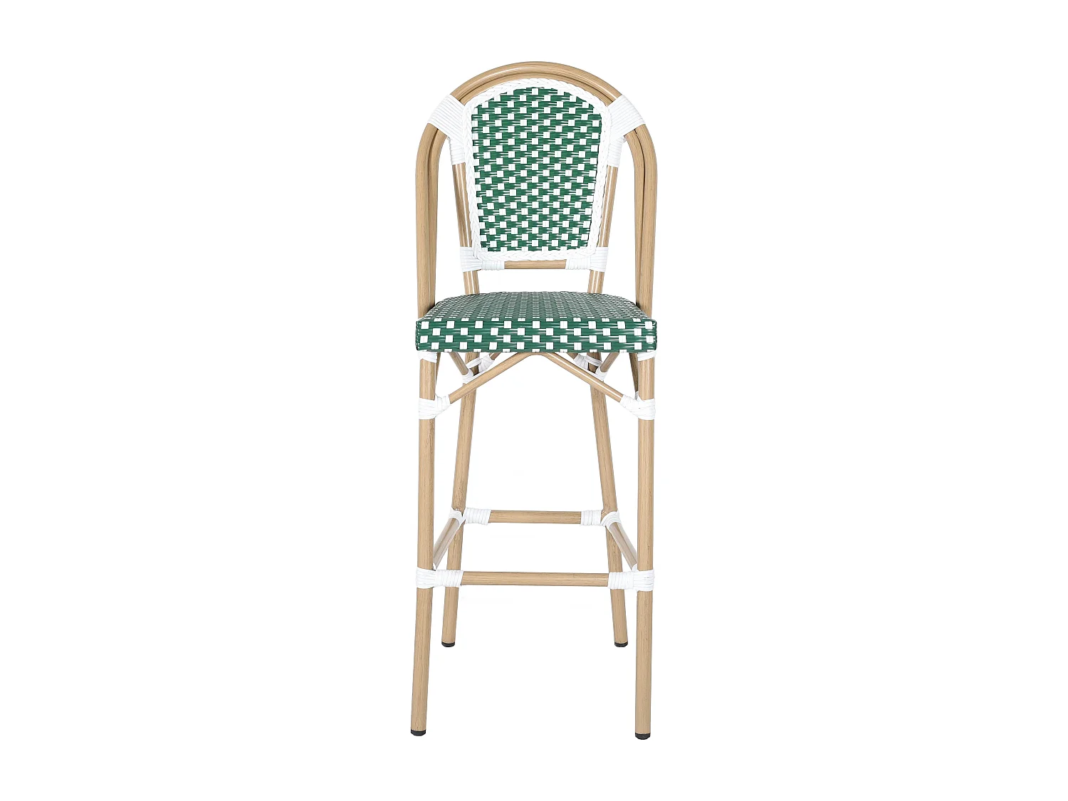 Chaise haute de jardin en alumunium et rotin synthétique blanc et vert