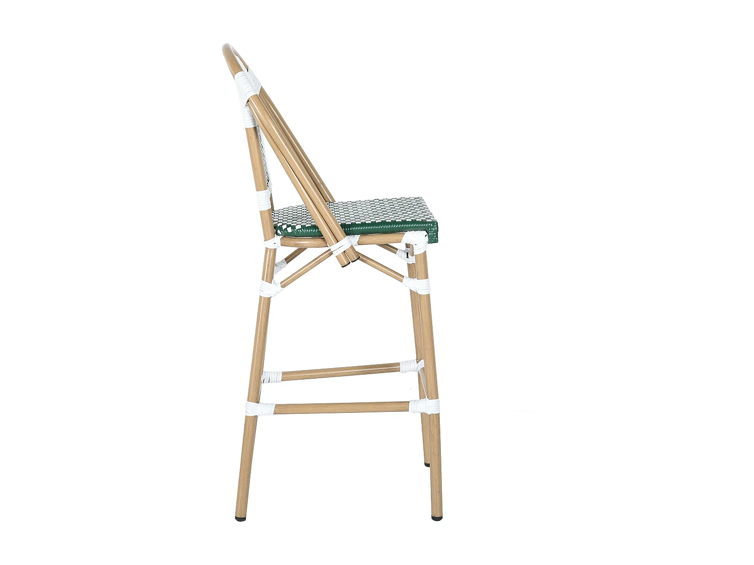 Chaise haute de jardin en alumunium et rotin synthétique blanc et vert